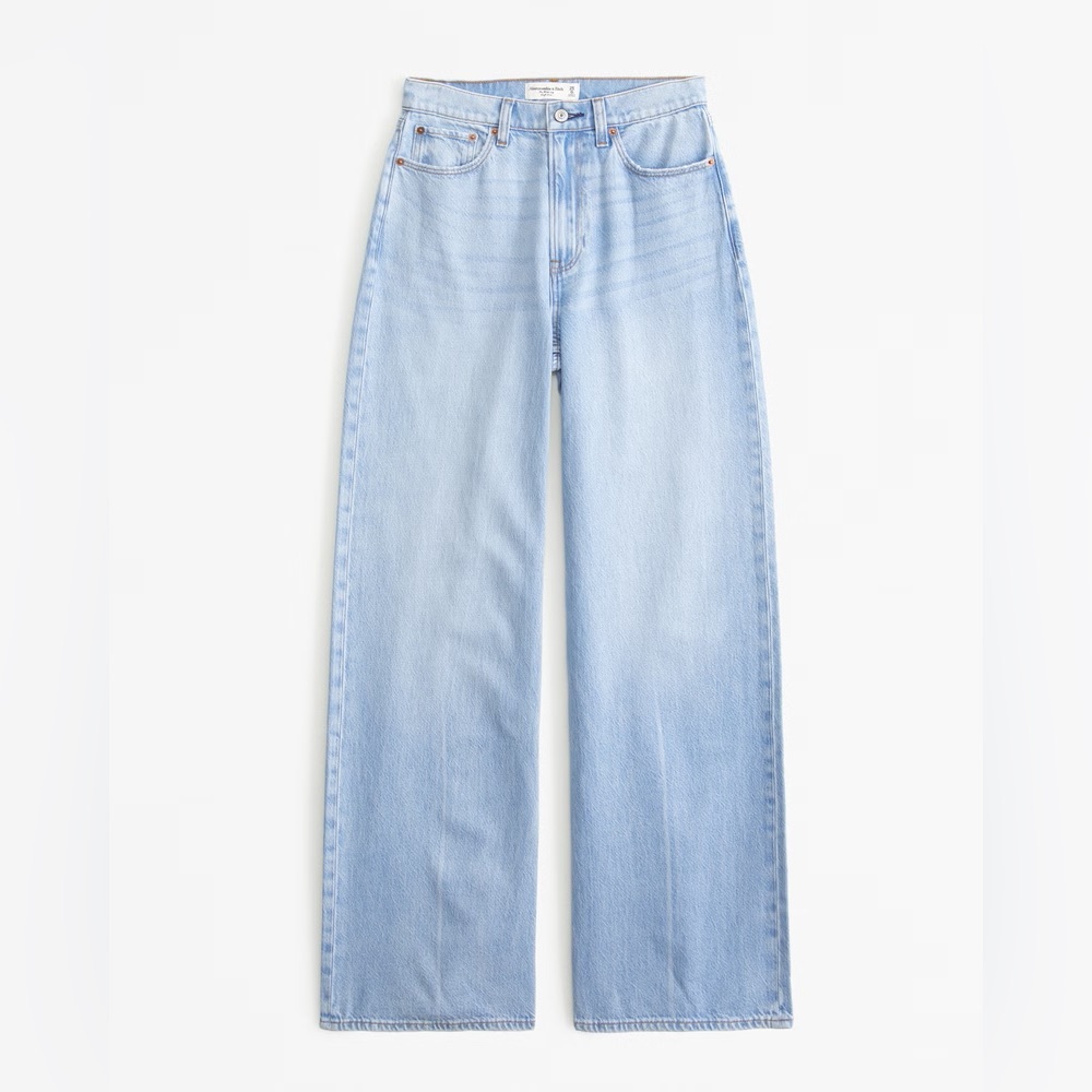 Abercrombie & Fitch Light Blue The Wide Leg High Rise Jeans. Size 27S NWTs - Picture 3 of 7